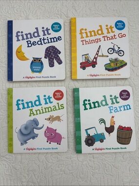 Highlights Find It Board Book Bundle Set of4 Farm Animals Bedtime Things That Go
